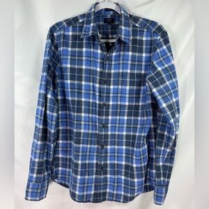 J.Crew Men’s Homespun Slim Blue & White Plaid Button Up Shirt M